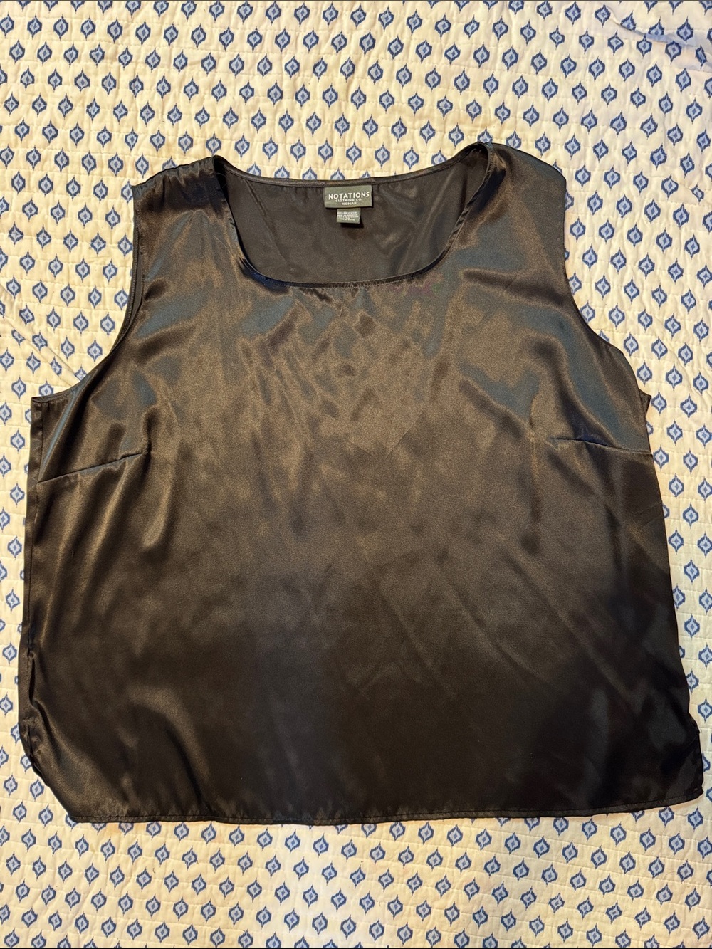 Notations Black Satin Scoop Neck Camisole 3X